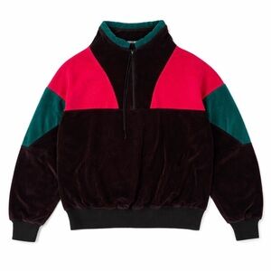 Vintage 1980s Tundra Canada Velour 1/4 Zip M Retro Ski Color Block